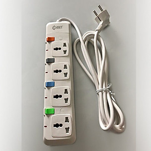 Ổ Cắm Điện Nối Dài Comet CESG2405 Có 4 Ổ 3 chấu Dây Dài 5m Có Công Tăng Riêng Biệt - Hàng Chính Hãng 