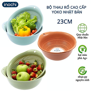 {Nhiều Cỡ } Bộ Thau Rổ Nhựa Cao Cấp Yoko Inochi Nhật Bản - Kháng khuẩn khử mùi đảm bảo an toàn vệ sinh thực phẩm - Chính Hãng ( Tặng kèm khăn lau pakasa)