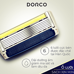 Dao Cạo Râu 6 Lưỡi Dorco Pace 6 Plus SXA 5001-PT (6 Lưỡi + Đầu Cắt Tóc Mai)