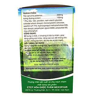 Tảo Spirulina - Bổ sung vi chất - vi khoáng từ tảo tự nhiên - Chai 300 viên - Mekophar
