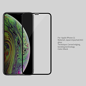 Miếng dán kính cường lực 3D full màn hình cho iPhone 11 (6.1 inch) / iPhone XR hiệu Nillkin CP + Max ( Mỏng 0.23mm, Kính ACC Japan, Chống Lóa, Hạn Chế Vân Tay) - Hàng chính hãng