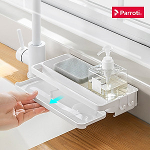 Giỏ đựng đồ rửa chén cao cấp, khay đựng miếng rửa bát, có khay chứa nước - Parroti Tidy - TD31