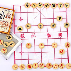 Bộ Quân Cờ Tướng Bằng Gỗ Tặng Kèm Bàn Cờ Mẫu Bằng Giấy Trong Suốt,Cờ Tướng Khắc Laser Kích Thước Quân 2.7Cm