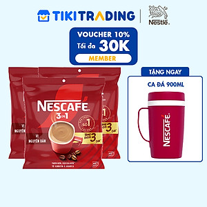 [Tặng Ấm giữ nhiệt có quai (Tết 26) NESCAFE 1L ] Combo 3 Bịch NESCAFE 3IN1 Công thức cải tiến - VỊ NGUYÊN BẢN Bịch 46 gói