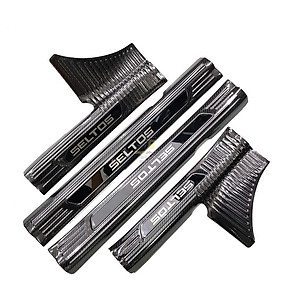 Ốp bậc cửa dành cho Kia Seltos 2020-2021 CACBON , Full bậc Trong Ngoài