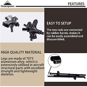 Bàn cắm trại dã ngoại Campingmoon campoutvn T-520 du lịch nhôm xếp gấp gọn cứng cáp chắc chắn A211