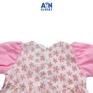 Đầm bé gái họa tiết Hoa Tóc tiên hồng nơ cotton - AICDBGWZKNQK - AIN Closet