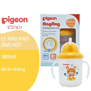 Ly Mag Mag tập uống có ống hút Pigeon 180ml