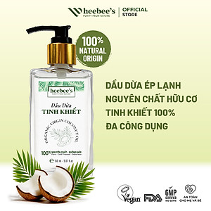 Dầu Dừa Nguyên Chất Ép Lạnh Heebee’s 100% Tự Nhiên, Không Mùi, Đa Năng, Dưỡng Ẩm Da & Tóc 50/150ml
