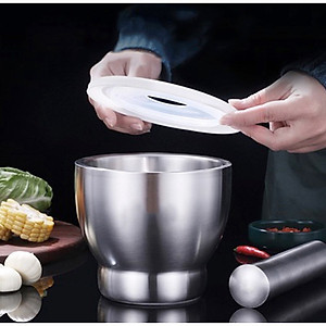 Bộ Chày Cối Inox 304 Nguyên Khối Không Vết Hàn Có Lắp Đạy Kèm Chày Dã Đồ Cực Nhuyễn Mịn Cho Gia Đình - HÀNG CHÍNH HÃNG MINIIN
