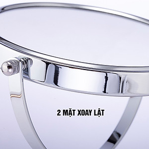 Gương trang điểm để bàn Roman, Crom, phóng đại zoom x3, 2 mặt xoay siêu nét Minh House