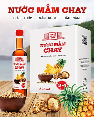 Đặc Sản Phan Thiết - Nước Mắm Chay 3 Trong 1 Làng Chài Xưa (01 Chai) 525Ml Trái Thơm Nấm Ngọt Đậu Nành 300 Năm Truyền Thống