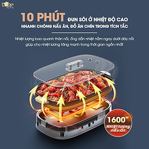 Nồi Lẩu Nướng Điện Đa Năng BEAR SB-NL45K Gồm 6 Chức Năng Dung Tích 4.5 Lít Công Suất 1600 W - Hàng Chính Hãng
