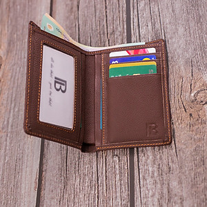 Ví nam, bóp nam da bò sáp Mexico Bụi Leather V102 - Bảo hành 12 tháng
