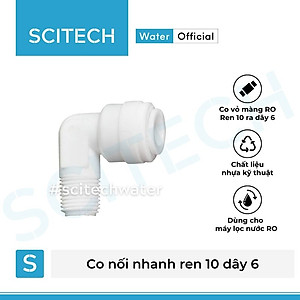 Combo 2 co nối nhanh ren 10 ra dây 6 (Co vỏ màng) dùng trong máy lọc nước - Hàng chính hãng