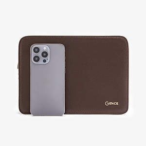 Ví Cầm Tay Clutch Da Nam Hàng Hiệu GENCE CK15 Da Bò Khóa Số Cao Cấp Màu Nâu