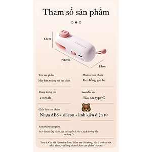 Máy Hàn Miệng Túi Cầm Tay Cute, Máy Ép Miệng Túi Đồ Ăn Vặt Sạc Pin Tích Hợp Nam Châm Kèm Đầu Cắt Tiện Dụng - Hàng Chính Hãng MINIIN