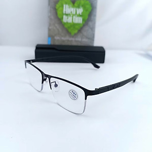 Kính lão nam nữ cao cấp chống ánh sáng xanh from kính vuông tặng hộp da và khăn lau A03