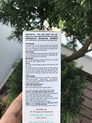 Lăn Nách Dành Cho Nữ Aquaselin Sensitive Women Antiperspirant For Moderate Perspiration 50ml - 3934