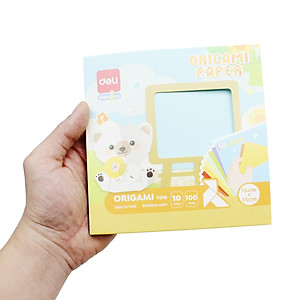 Giấy Gấp Thủ Công Origami - 15 x 15 cm - 10 Màu - Deli EY015 (100 Tờ/Xấp)