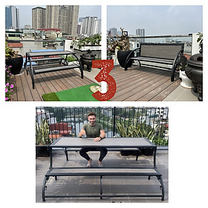 Ghế sân vườn thông minh Juno Sofa mở thành bàn ghế đôi mặt bàn nhựa