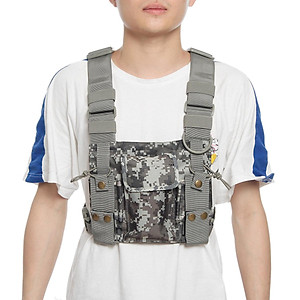 Camouflage Holster Vest Rig Pocket Radio Harness Chest Pack Pouch Walkie Nylon