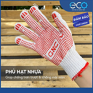 Găng tay bảo hộ sợi phủ hạt nhựa 70g sợi cao cấp chống trơn trượt độ bám cao