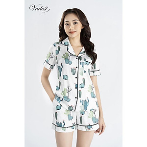 Bộ Pijama Đùi Nữ - Vadesi, Đồ Mặc Nhà Lụa Luxury Cao Cấp Họa Tiết Đẹp