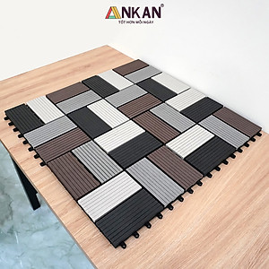 Vỉ Nhựa Lót Sàn Cao Cấp Thương Hiệu ANKAN Bốn Màu Đan Xen, Vỉ Gỗ Nhựa Ngoài Trời, Vỉ Nhựa Lót Sàn Ban Công, Lót Sàn Nhà, Trang Trí Sân Vườn, Lót Sàn Nhà Tắm, Trang Trí Hồ Bơi, Tiệm Spa, (1 vỉ)