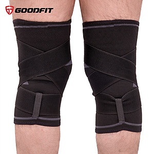 Bó gối thể thao, băng đầu gối thủ môn, tập gym GoodFit dày dặn co giãn 4 chiều, dây quấn trợ lực, viền silicone chống trượt GF511K 