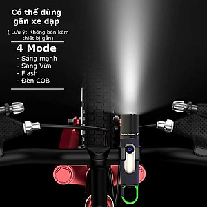 Đèn pin cầm tay siêu sáng chiếu xa 200m Zoom xa gần, Đèn pin Led cầm tay có móc treo, pin trâu, chống thấm nước IPX4-XST836 - Hàng chính hãng 