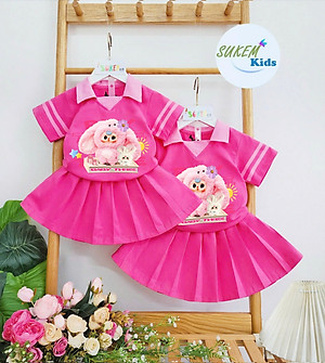 Đồ bộ bé gái, Bộ quần giả váy cho bé gái BABY THREE phong cách thể thao từ 20-40kg chất cotton mềm mịn mát