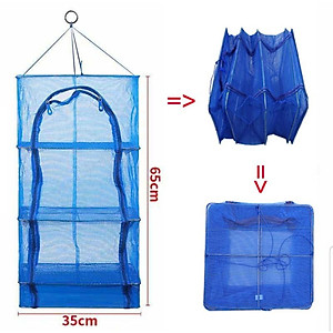 Giỏ Treo Dây Kéo Phơi cá 35x35x65 cm 4 Tầng Có Thể Xếp Gọn - Chính Hãng 