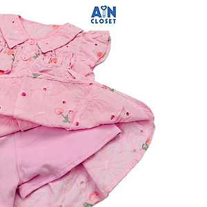 Bộ áo váy ngắn bé gái họa tiết Hồng Thêu cotton boi - AICDBGCAKEI2 - AIN Closet