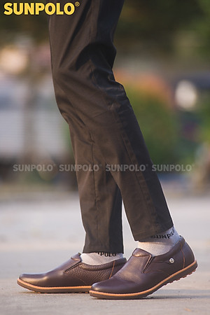 Giày Mọi Nam Da Bò SUNPOLO SUMU01 - Nâu