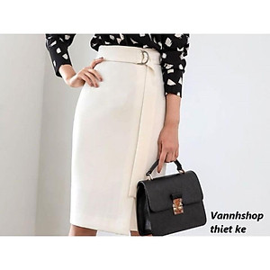 Chân váy công sở NEW DESIGN dáng midi dài qua gối sang trọng vải kaki thun co giãn