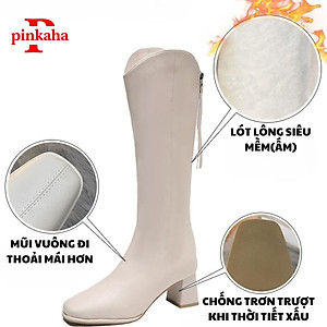 Bốt Đùi Nữ Da Lì Trắng Đen Thời Trang Khoá Sau Ulzzang Siêu Hót Cao Cổ Giày Boot Xinh