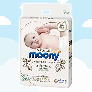 Tã/Bỉm dán Moony Natural Size S- 58 miếng( bé 4- 8kg)