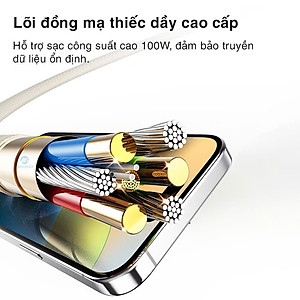 Dây cáp sạc nhanh 100W ROCKSPACE R18 chuẩn typeC to typeC - Hàng chính hãng bảo hành 12 tháng