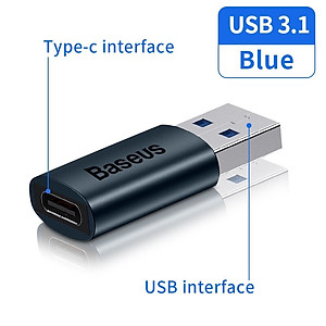 Đầu Chuyển Đổi OTG USB 3.1 Baseus Từ Type-C Ra USB/ USB Ra Type-C Cho Macbook Xiaomi Samsung 10Gbps - Hàng Chính Hãng
