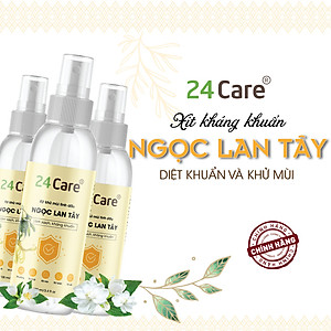 Xịt Phòng Tinh Dầu Ngọc Lan Tây Hữu Cơ Organic  24Care 50ML/100ML - Kháng khuẩn - Khử mùi hôi - Đuổi muỗi, côn trùng - Tạo không gian lãng mạn, hẹn hò - Hương thơm thư giãn.