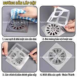 SET 10 Miếng Lưới Lọc Rác Nhà Tắm Chặn Côn Trùng Dán Nắp Cống Thoát Nước Sàn Bồn Rửa Bát Chống Tắc Nghẽn