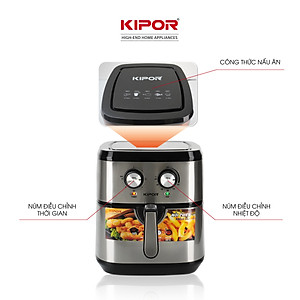 Nồi chiên không dầu KIPOR KP-AF310 - 10L - Điều khiển cơ công nghệ RAPID AIR nướng đối lưu - phủ chống dính cao cấp - Hàng chính hãng