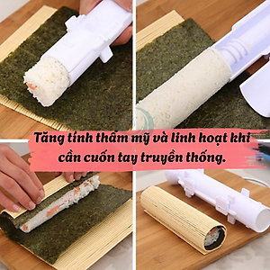 Combo Khuôn Cuộn Sushi Ống Tròn & Mành Tre Truyền Thống Bộ Dụng Cụ Làm Sushi Chuyên Nghiệp - Ống Cuộn & Mành Cuộn Ống Cuốn Sushi Cầm Tay Kèm Mành Tre Nhật Bản