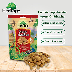 Hạt hỗn hợp khô tẩm tương ớt Sriracha sản phẩm chính hãng Heritage , vị cay nhẹ hài hòa , kích thích vị giác 
