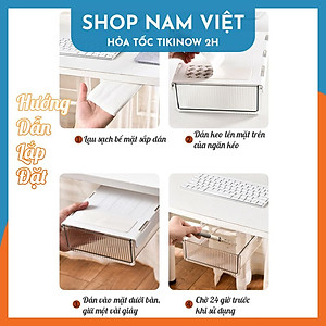 Ngăn Kéo Dưới Bàn Làm Việc Trong Suốt - Hộp Nhựa Để Đồ Dán Dưới Bàn (Kèm Miếng Dán)