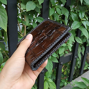 Ví Da Cá Sấu Vây Đuôi 2 mặt Rất Đẹp! ĐAN VIỀN THỦ CÔNG VÔ CÙNG CHẮC CHẮN