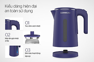 Ấm Siêu Tốc Inox 2 Lớp 1.8L Sunhouse SHD1355 - Hàng Chính Hãng
