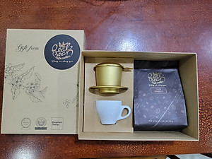 Quà Tặng Doanh Nghiệp 1 – Cà Phê 250g + Phin Nhôm + Ly Sứ – REAL BEAN COFFEE