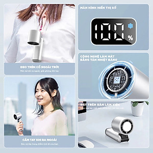 Quạt sạc mini Cầm Tay K801, sạc nhanh, màn hình LED - Quạt sò lạnh - Hàng chính hãng